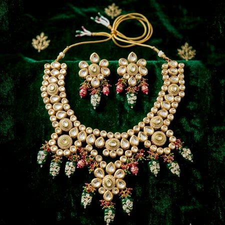 Handcrafted Royal Meenakari Kundan Bridal Necklace Set